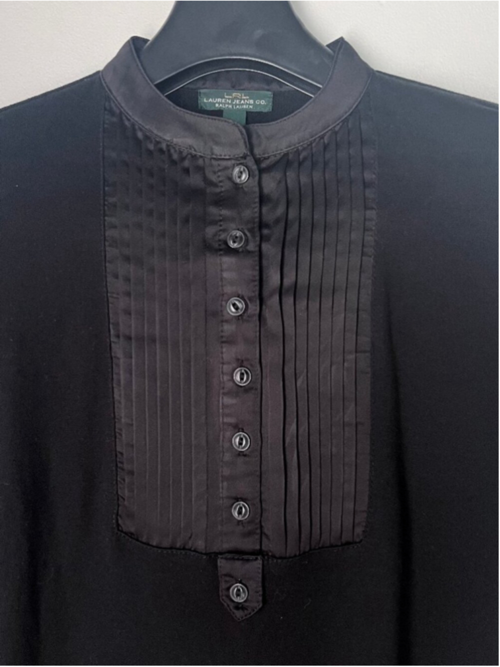 Vintage Y2K Ralph Lauren Lauren Jeans Co. Black Tuxedo Pleated Bib Top Sz M - Picture 5 of 10